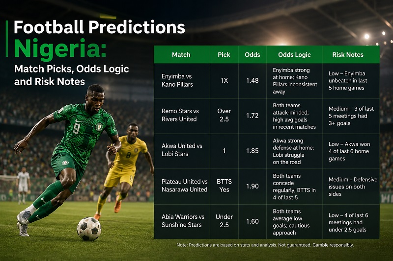 Football predictions Nigeria match picks odds logic and risk notes