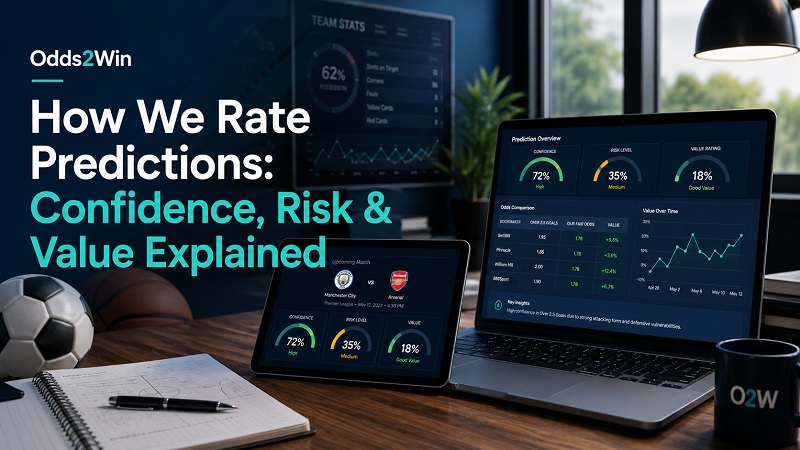 How Odds2Win rates sports predictions by confidence, value and risk