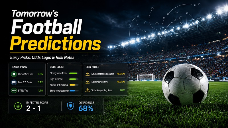 Tomorrow’s football predictions early preview with odds logic and risk notes