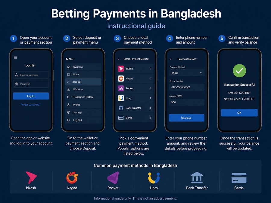 Betting payments Bangladesh guide with mobile wallet, card and crypto payment checks