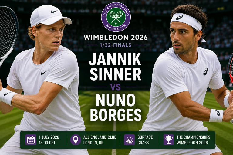 Jannik Sinner vs Nuno Borges Wimbledon