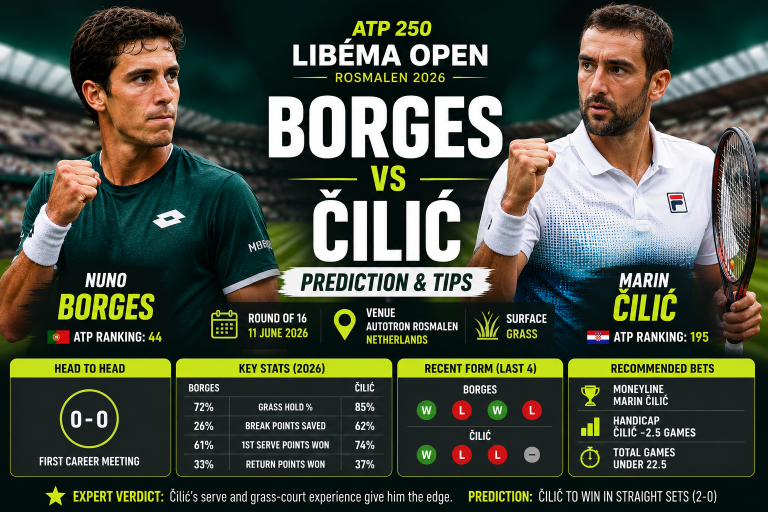 Nuno Borges vs Marin Čilić Prediction – ATP Libéma Open Tips