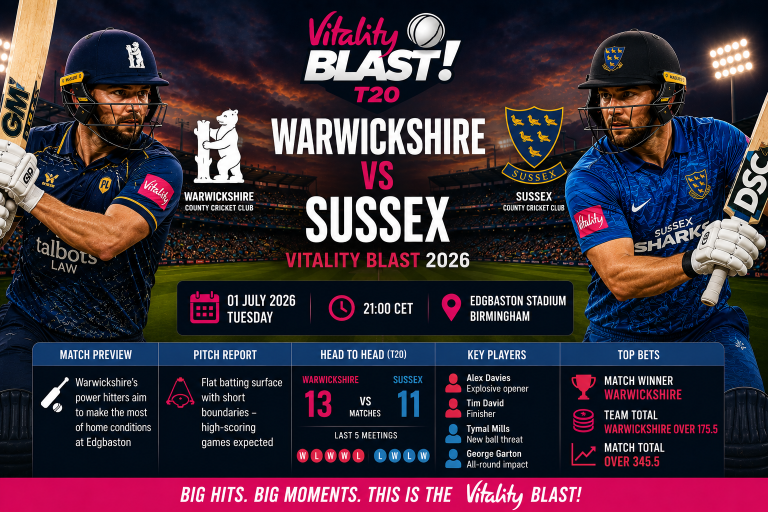 Warwickshire vs Sussex Vitality Blast 01 July Prediction