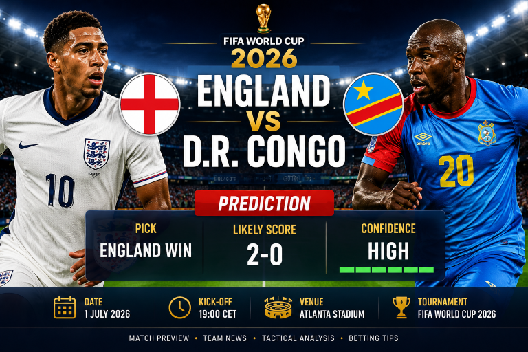 ngland vs D.R. Congo Prediction FIFA World Cup 2026