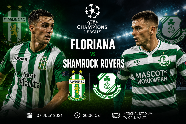 Floriana vs Shamrock Rovers Champions League