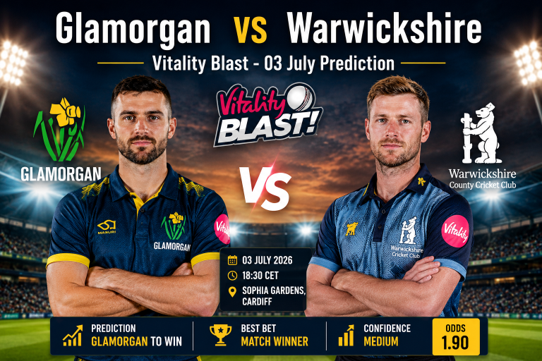 Glamorgan vs Warwickshire Vitality Blast 03 July Prediction