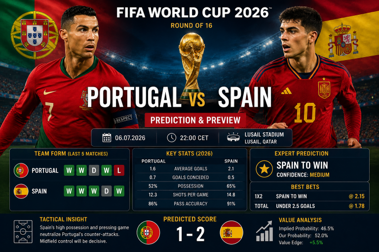 Portugal vs Spain Prediction FIFA World Cup 2026