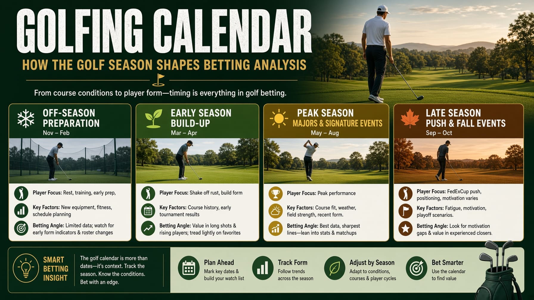 Golf betting calendar and tournament schedule analysis